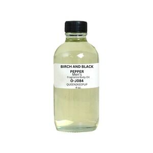 Birch and Black Pepper Men's Body Oil Smoky Woods Spicy Bold Rugged Scent 4 oz